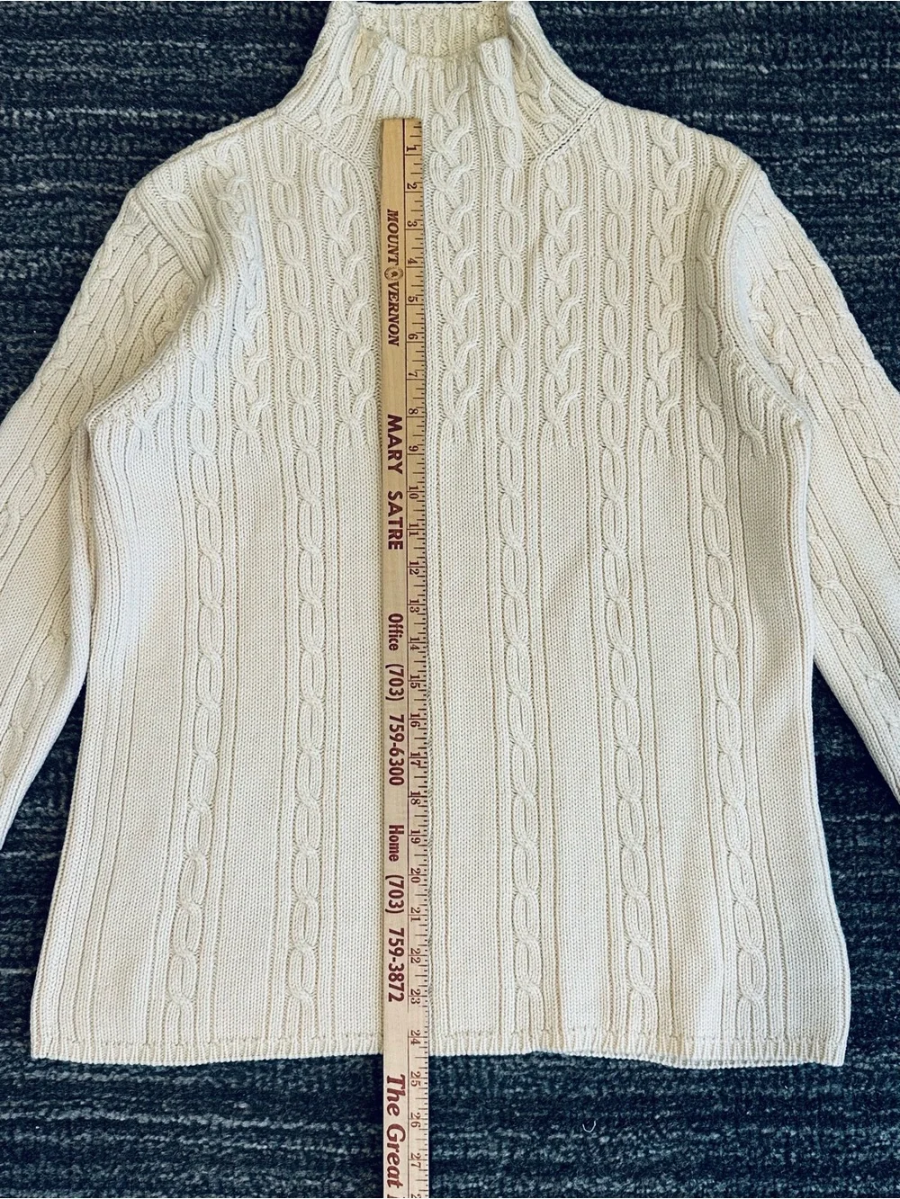 Vintage Eddie Bauer Merino Wool Cable Knit Mock Neck Sweater Size Medium Tall